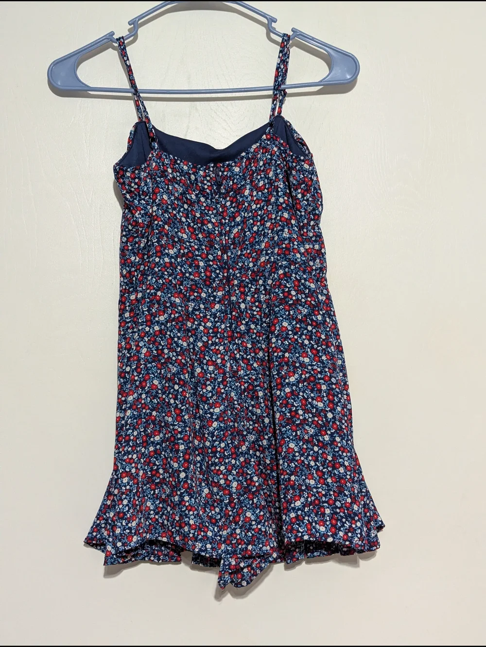 Blue Rain Navy Floral Spaghetti Strap Dress with Red & Light Blue Flowers